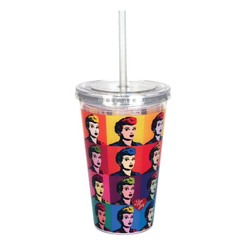 I Love Lucy Warhol Art 16 oz. Travel Cup with Straw
